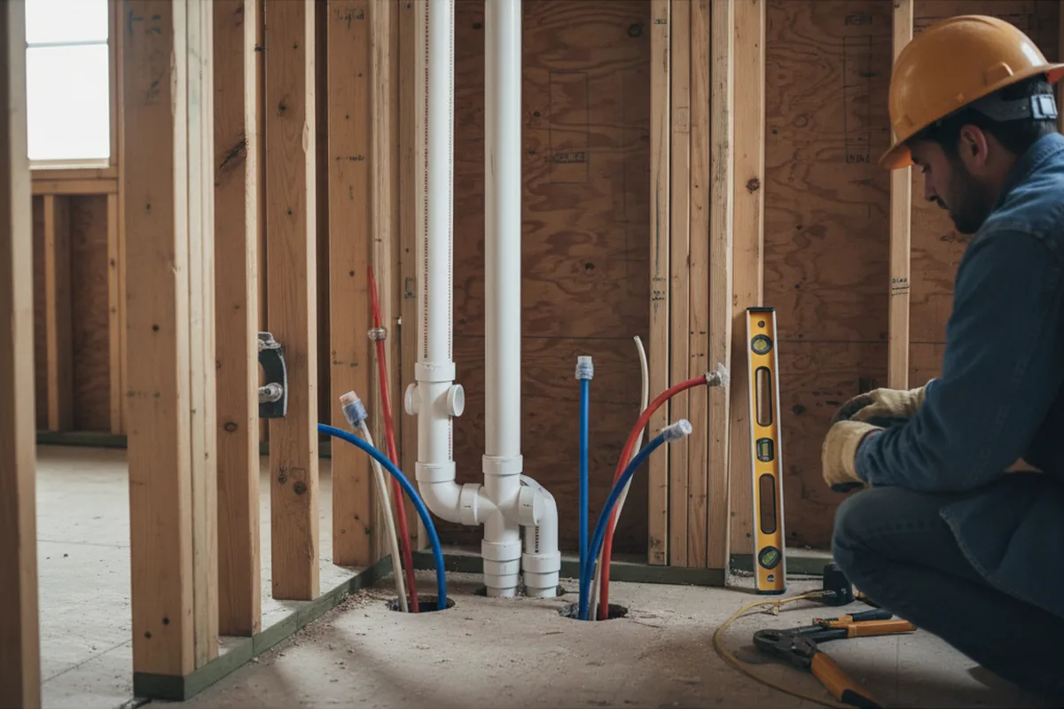 Drain and supply rough-in during Toilet Repair and Installation in Thomasville
